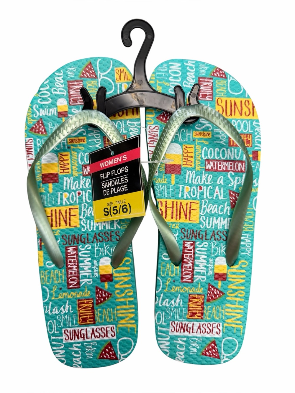 NIP Women’s Teal Tropical Print Summer Themed Flip Flops